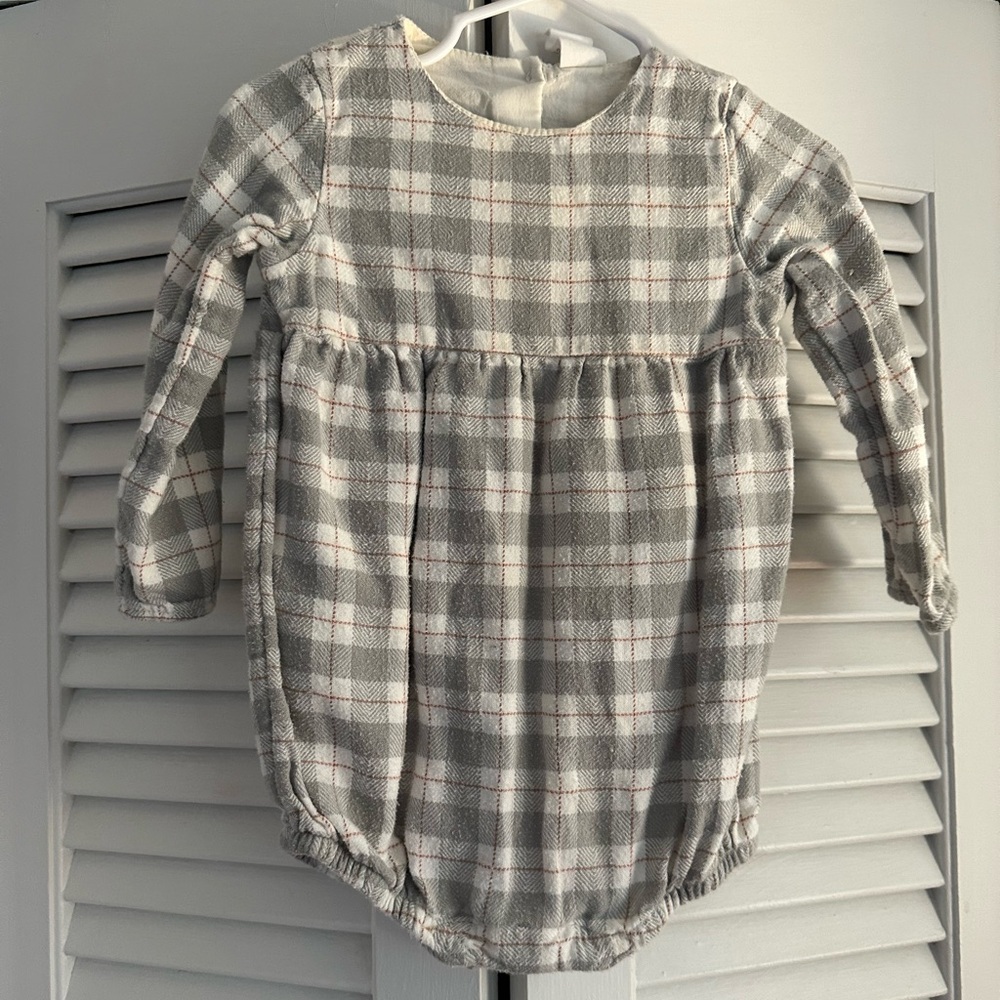 H&M Kids Gray Checkered Long Sleeve Top